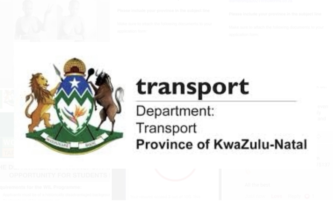 Read more about the article KZN DoT: Work Integrated Learning Programme 2022 / 2023