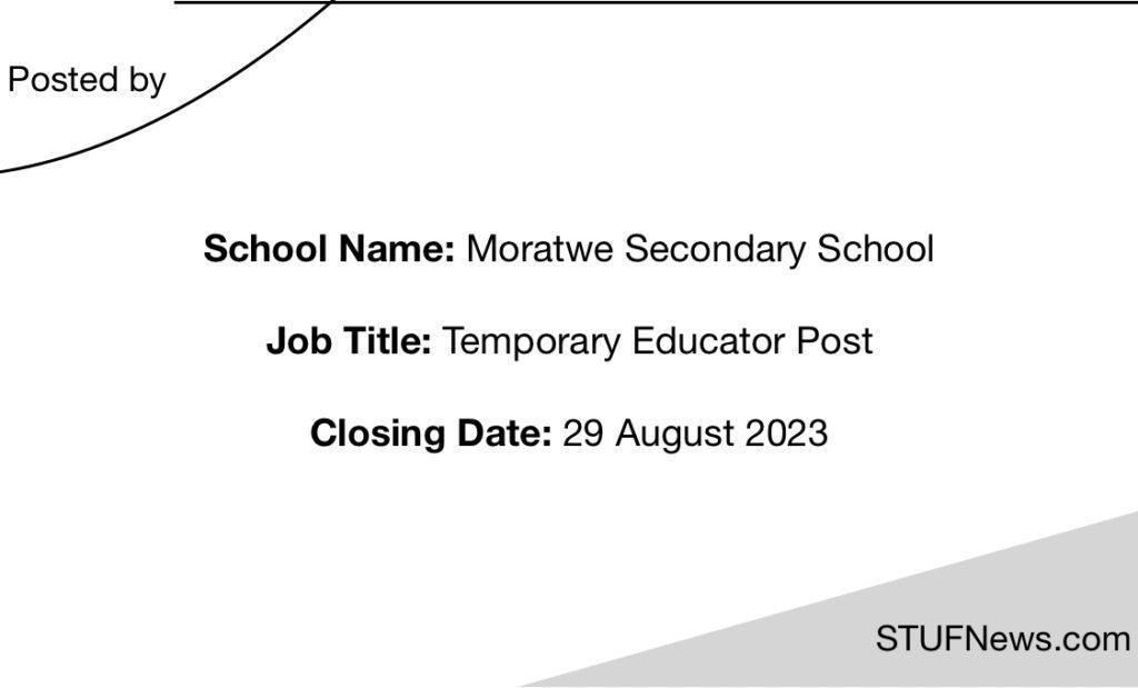 Moratwe Secondary School, South African Graduates Jobs, South African Jobs, North West Jobs, Moratwe Secondary School: Educator