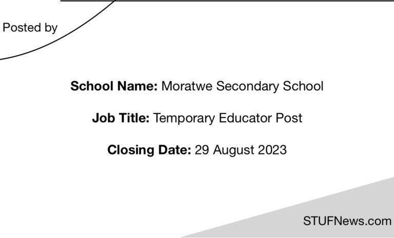 Moratwe Secondary School, South African Graduates Jobs, South African Jobs, North West Jobs, Moratwe Secondary School: Educator