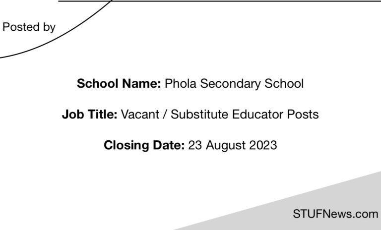 Phola Secondary School, South African Graduates Jobs, South African Jobs, Mpumalanga Jobs, Phola Secondary School: Educators