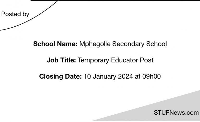 Mphegolle Secondary School, South African Graduates Jobs, Limpopo Jobs, Mphegolle Secondary School: Educator