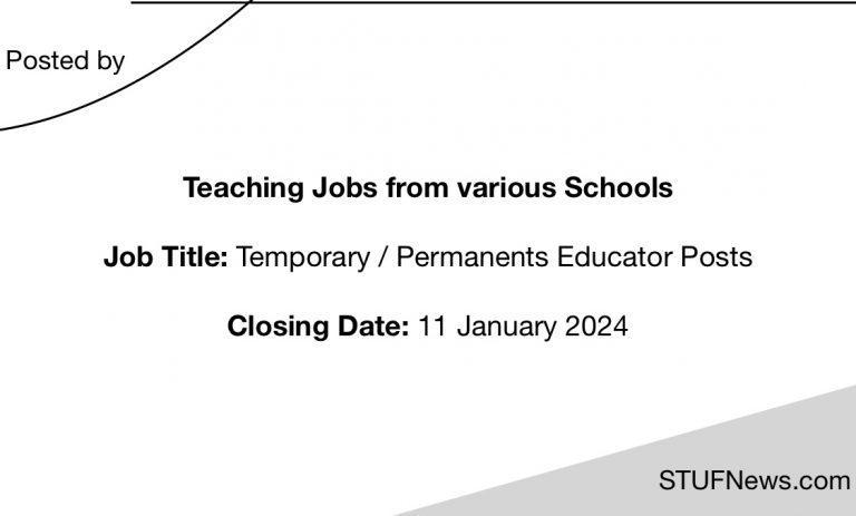 Teaching Jobs closing on 11th of January 2024