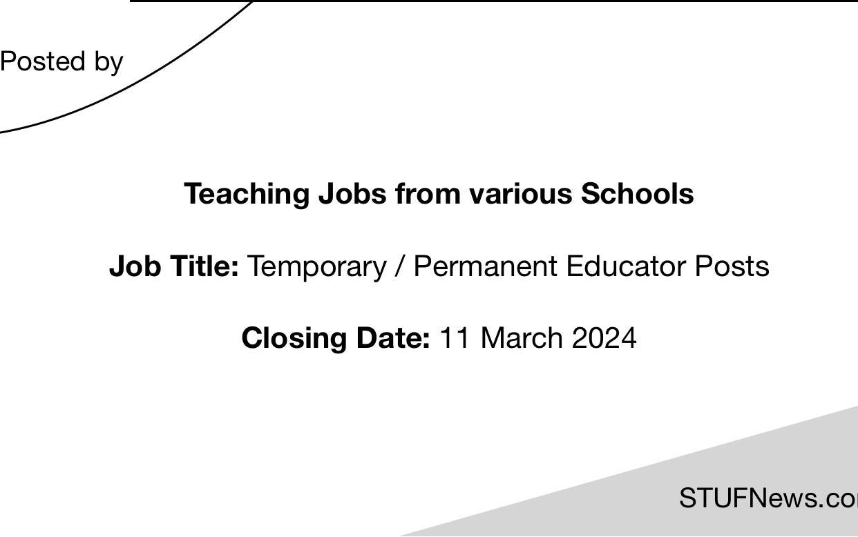 Teaching Jobs closing on the 11th of March 2024